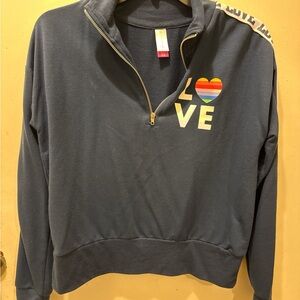 No Boundaries Navy Love Graphic V-Neck Sweater